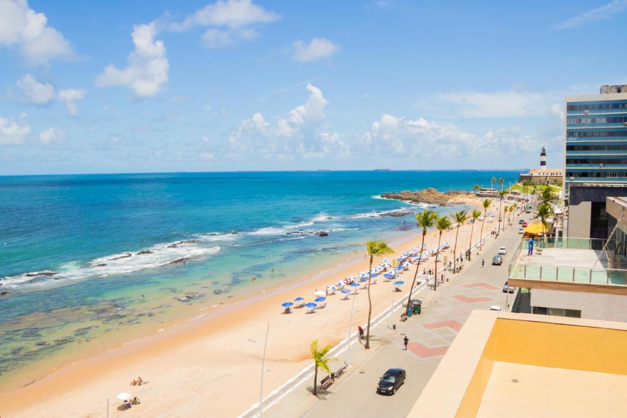 Belíssimo Flat direto na praia da Barra - Flat beira mar no circuito do Carnaval Salvador Exterior foto