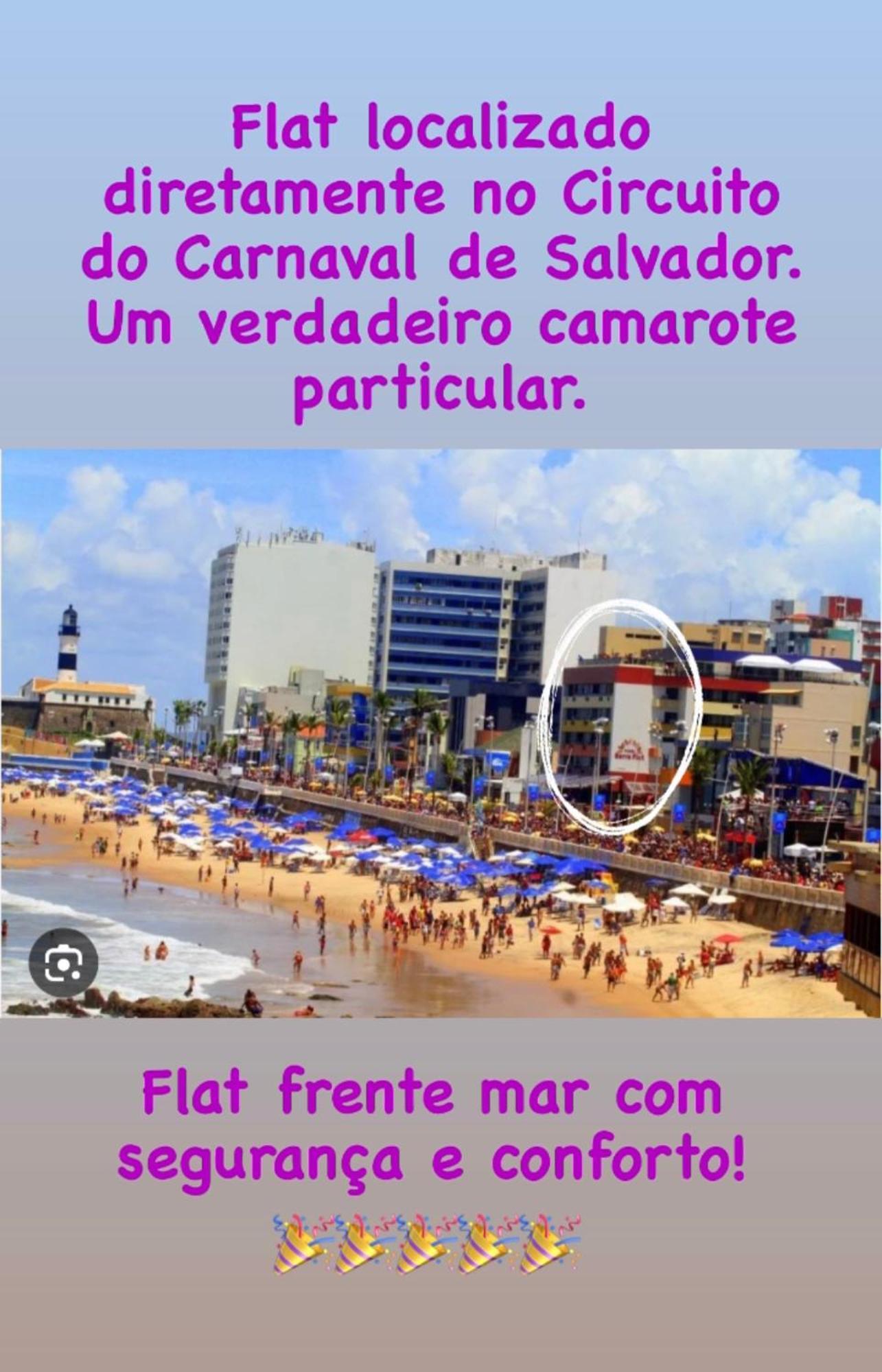 Belíssimo Flat direto na praia da Barra - Flat beira mar no circuito do Carnaval Salvador Exterior foto